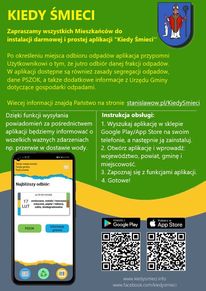 Plakat o aplikacji Kiedy Śmieci